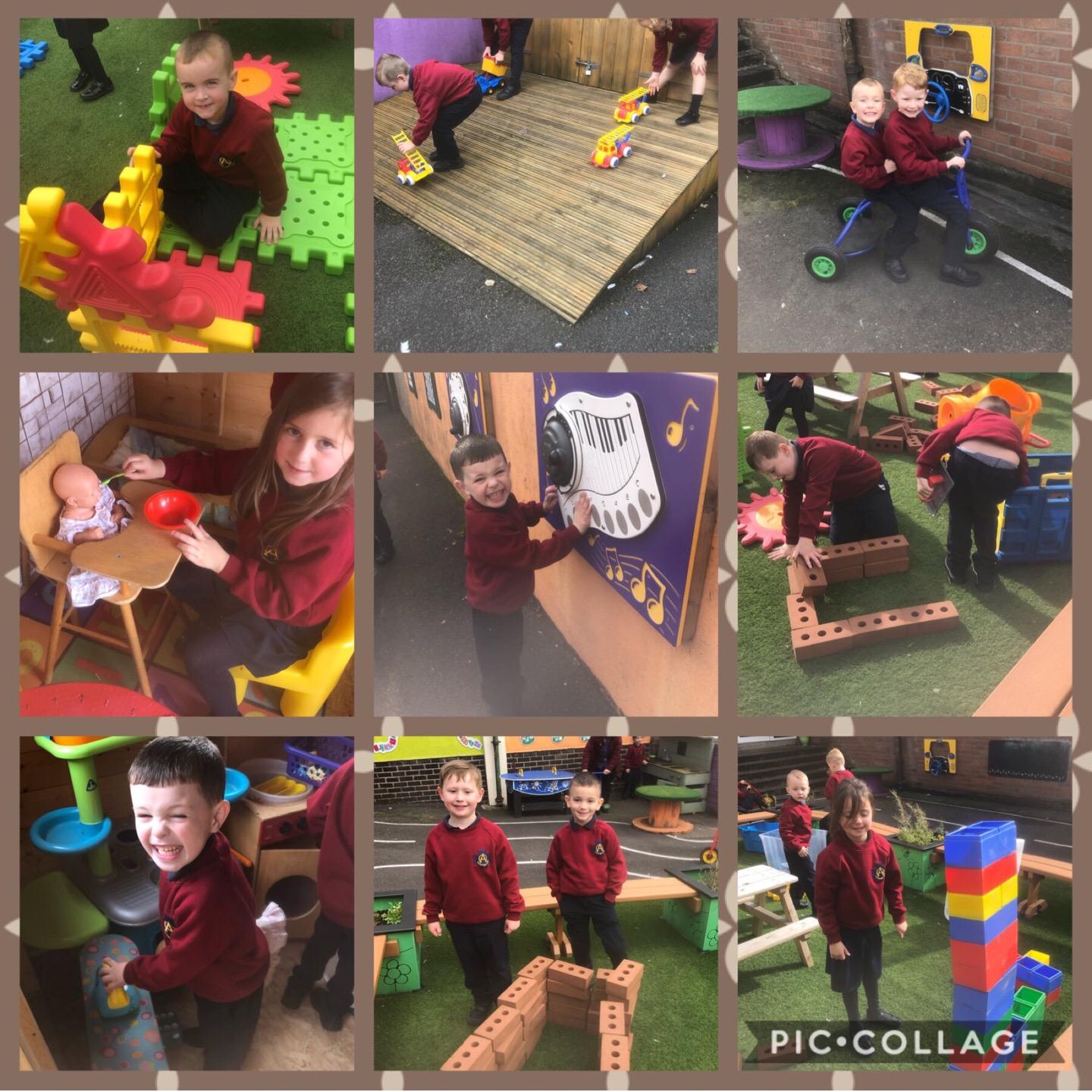 Mrs Enright's class enjoying outdoor play.